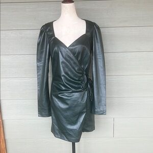 House of Harlow 1960 Vegan Leather Faux Wrap Dress